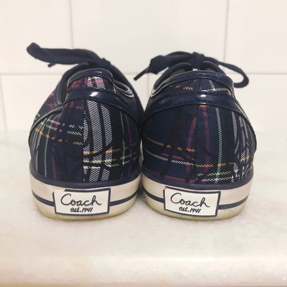 COACH Dee Blue Plaid Sneakers - Picture 9 of 10